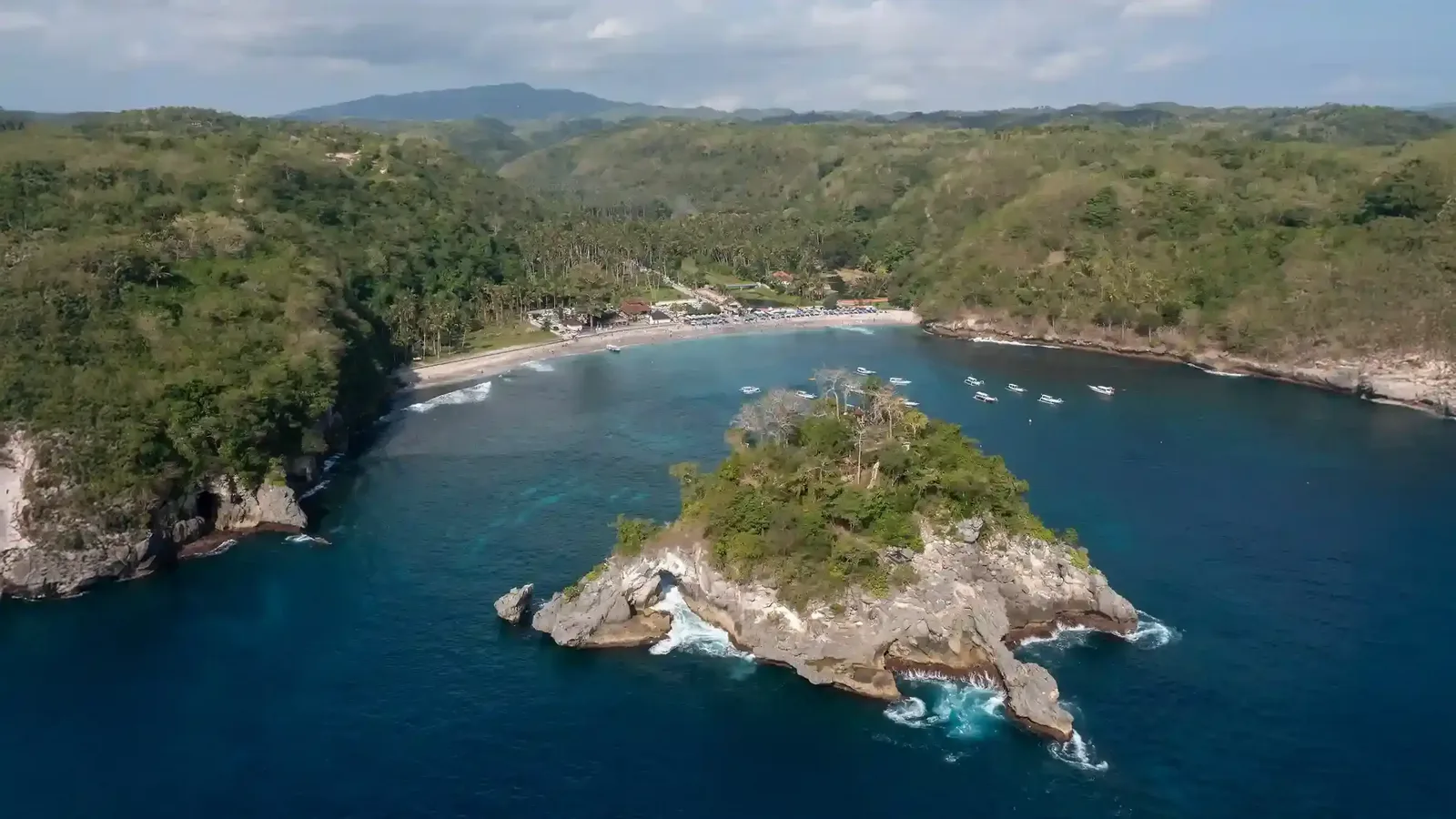 Crystal Bay and its offshore rock island, Nusa Penida