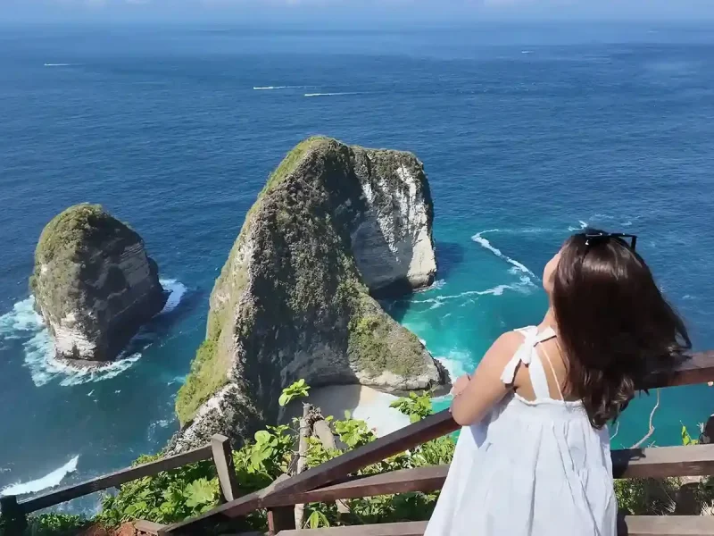 The Kelingking Beach headland and its white sand cove, Nusa Penida